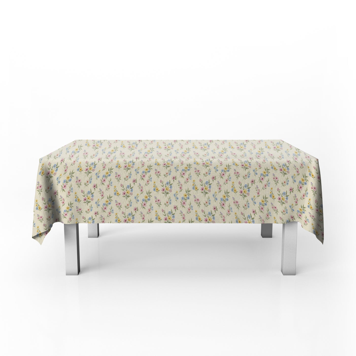 Pastel Bouquets on Soft Yellow Rectangle Tablecloth