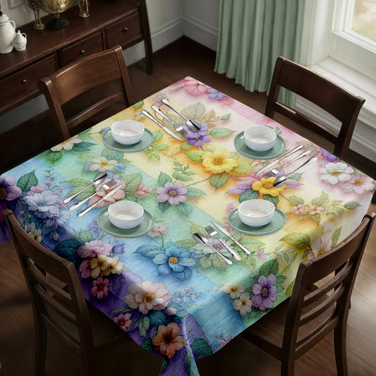 Pastel Colour Flowers Square Tablecloth