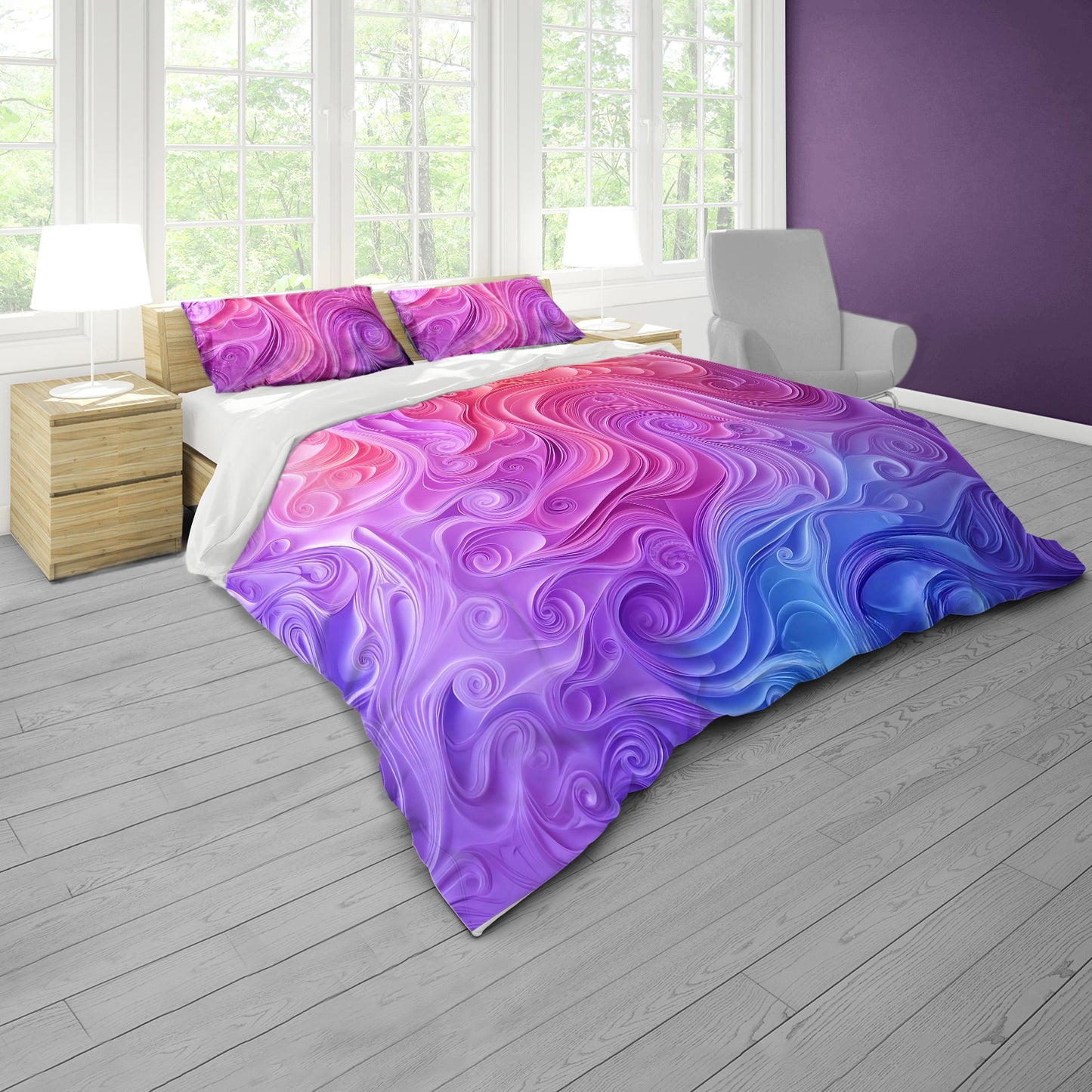 Pastel Colour Swirls Duvet Cover Set