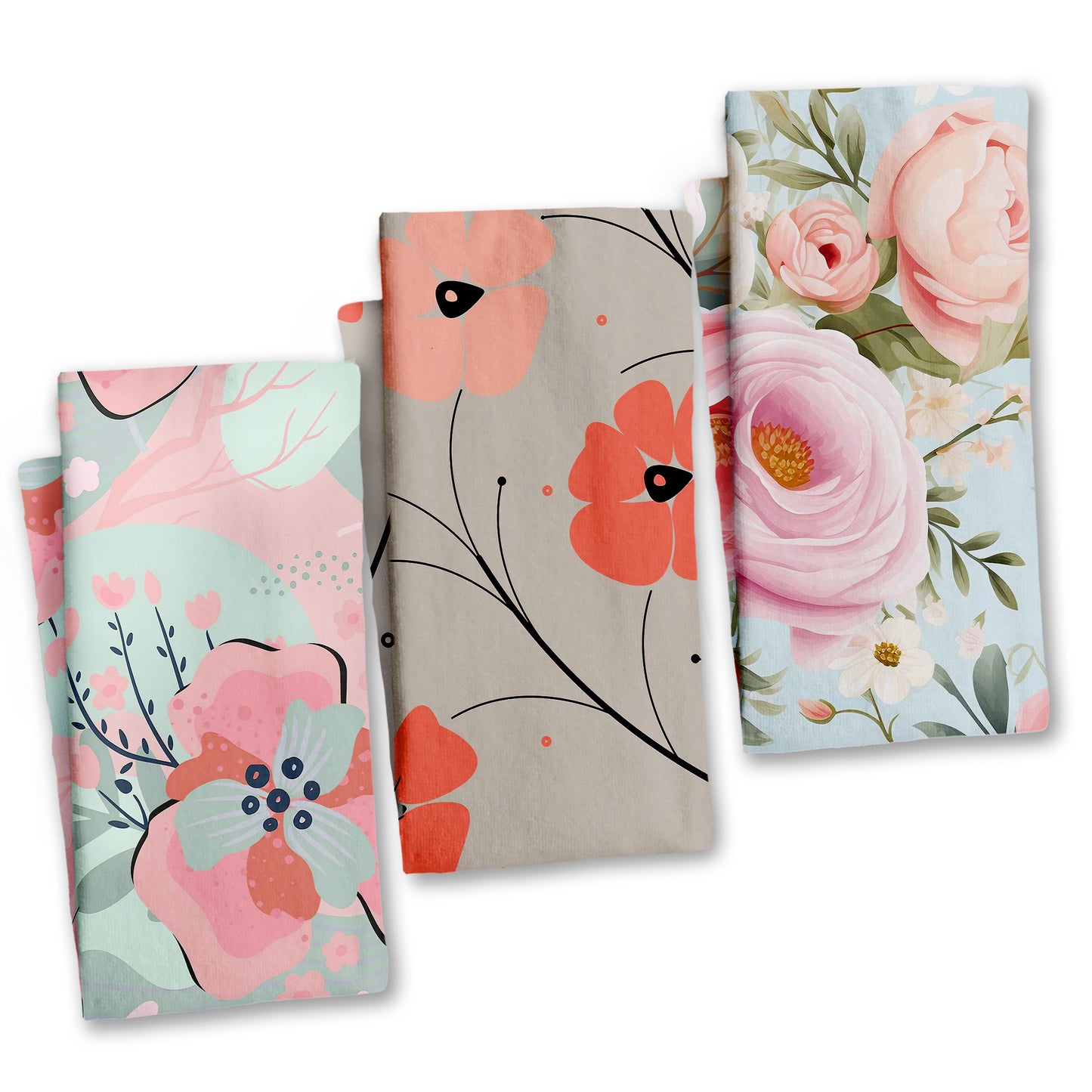Pastel Floral Dish Cloth (Set of 3)