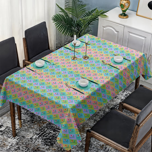 Pastel Floral Squares Rectangle Tablecloth