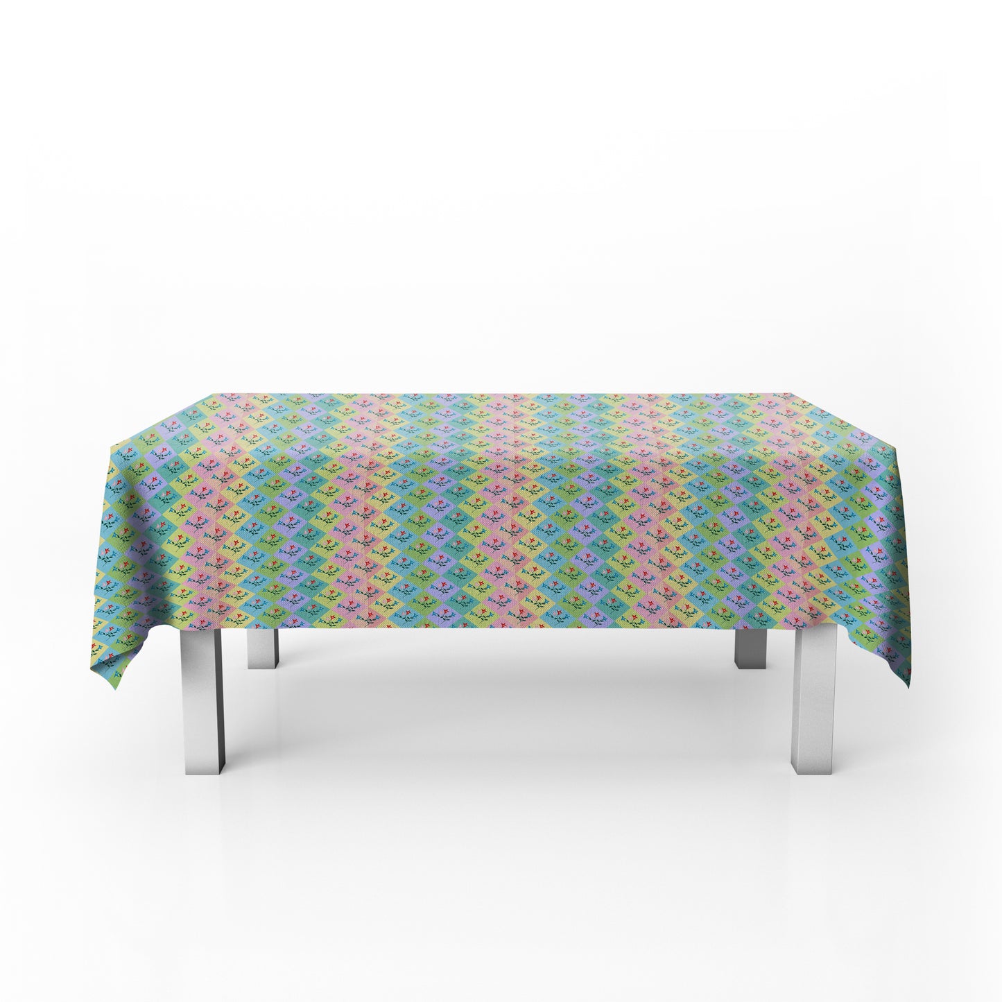 Pastel Floral Squares Rectangle Tablecloth