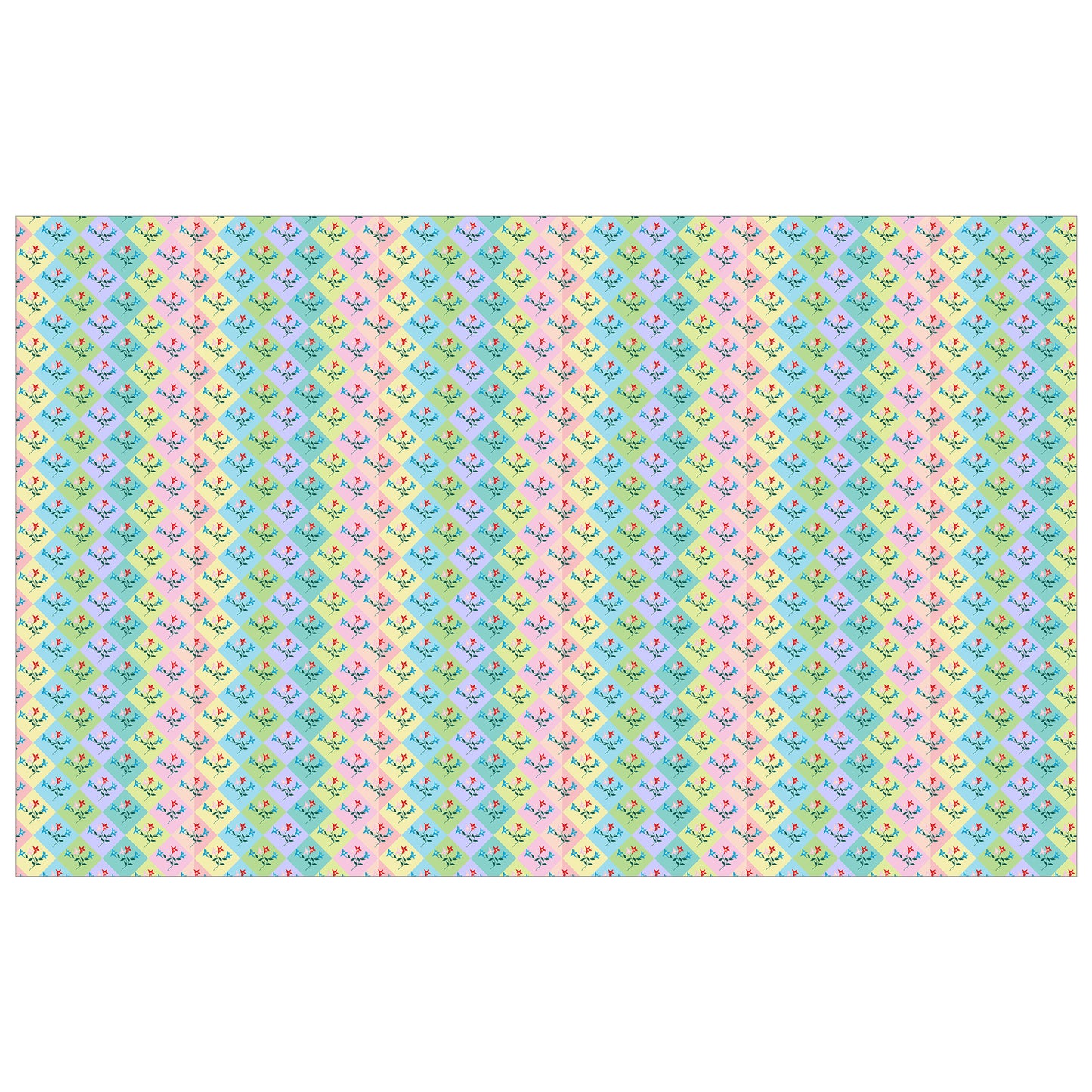 Pastel Floral Squares Rectangle Tablecloth