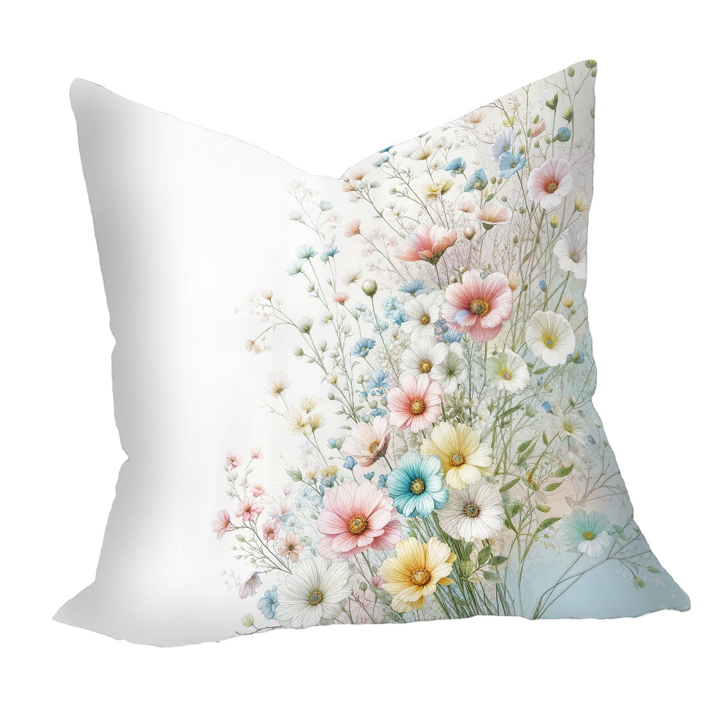 Pastel Flowers on White Luxury Scatter