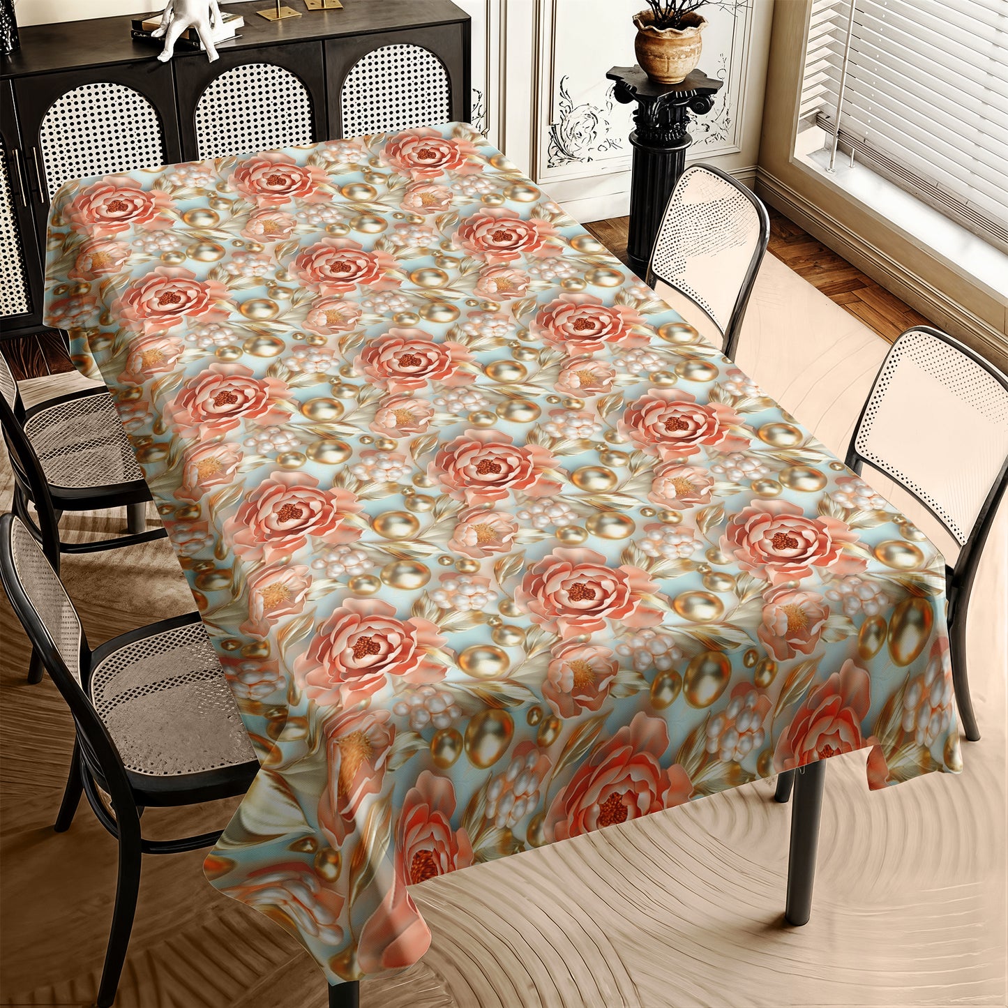 Pastel Lime And Gold Rectangle Tablecloth