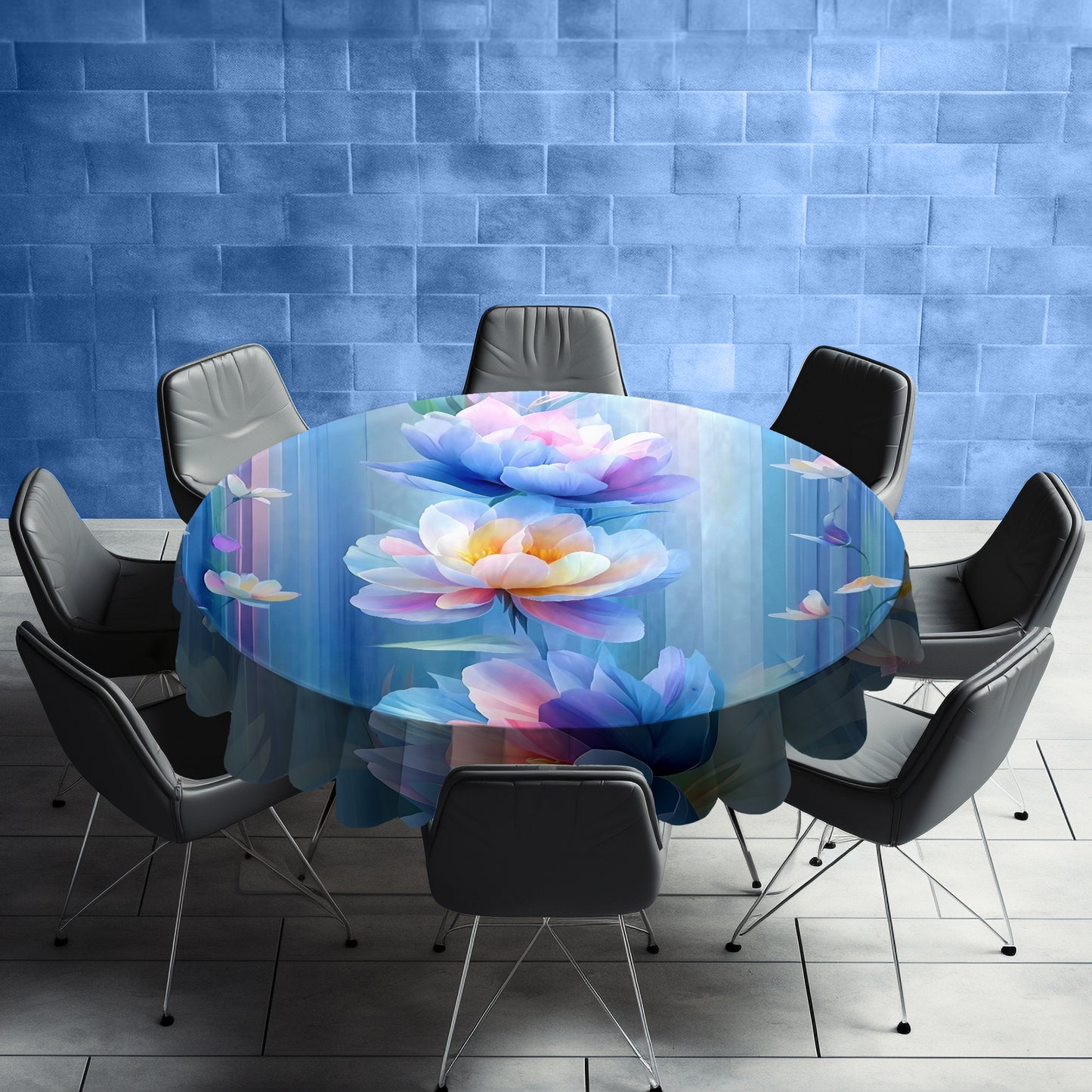 Pastel Petals Round Tablecloth