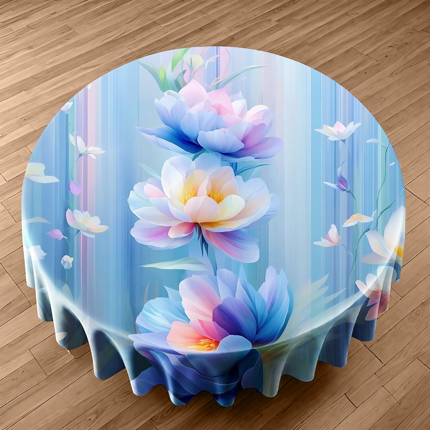 Pastel Petals Round Tablecloth