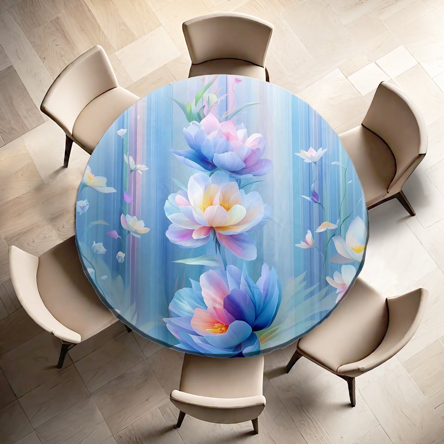 Pastel Petals Round Tablecloth