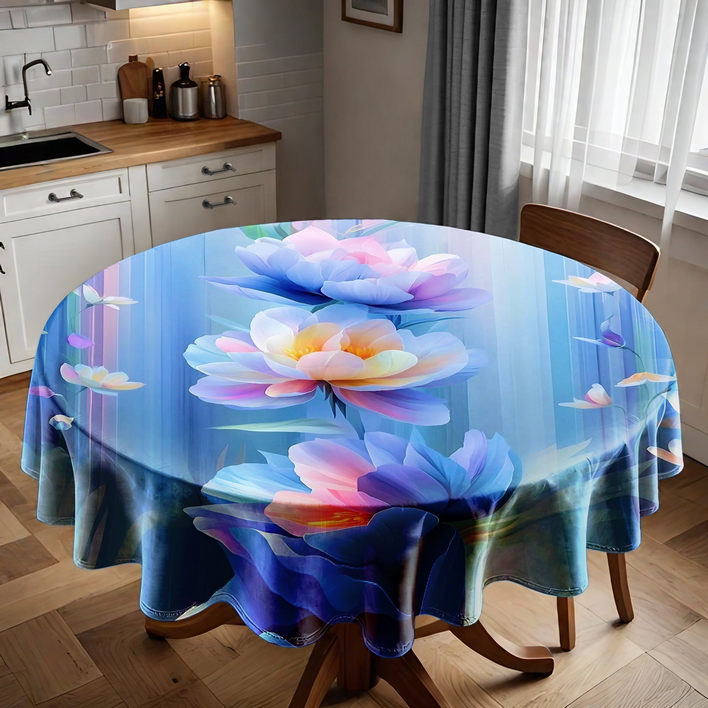 Pastel Petals Round Tablecloth