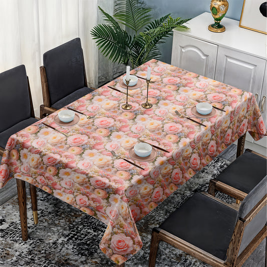 Pastel Pink Floral Rectangle Tablecloth