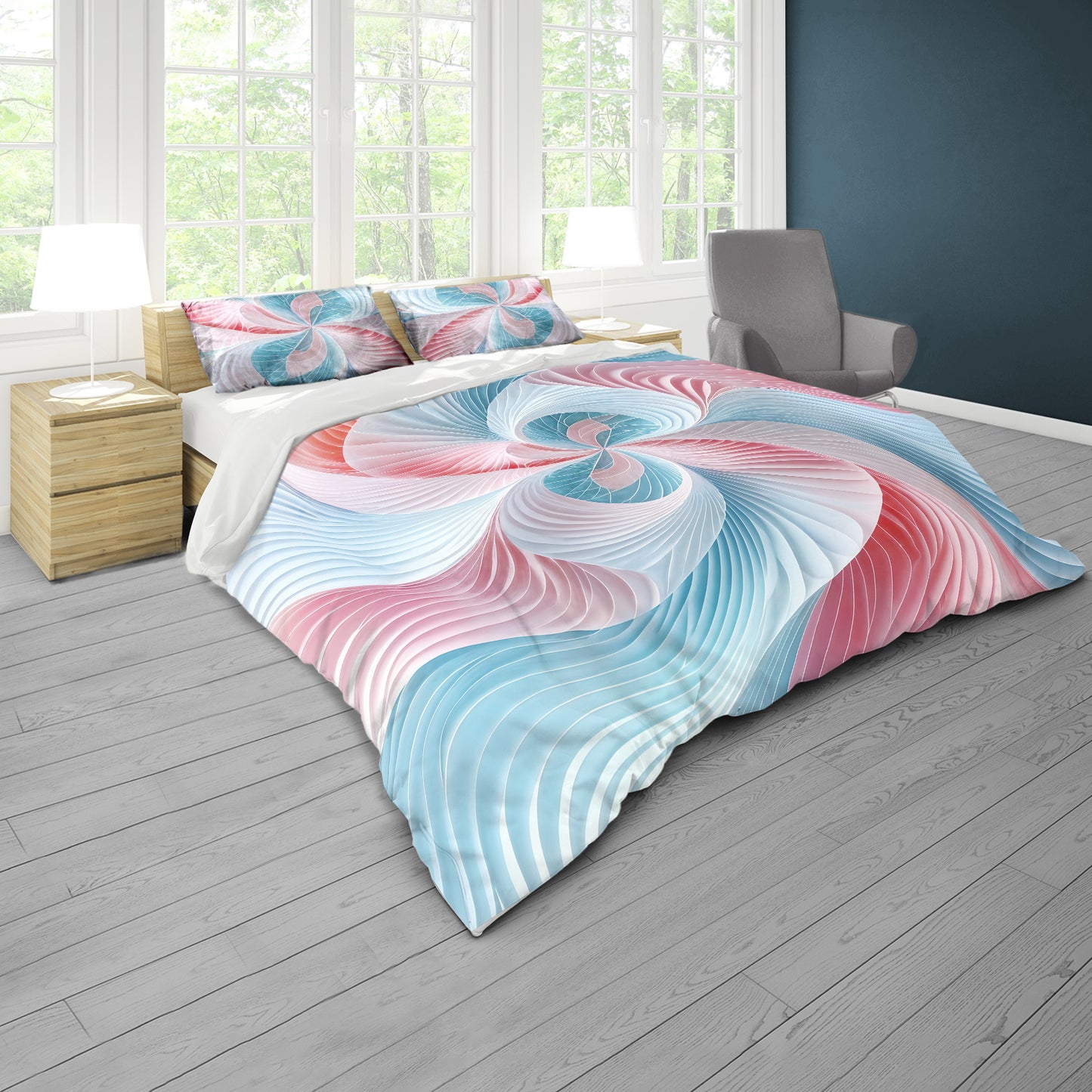 Pastel Pink and Blue Duvet Cover Set
