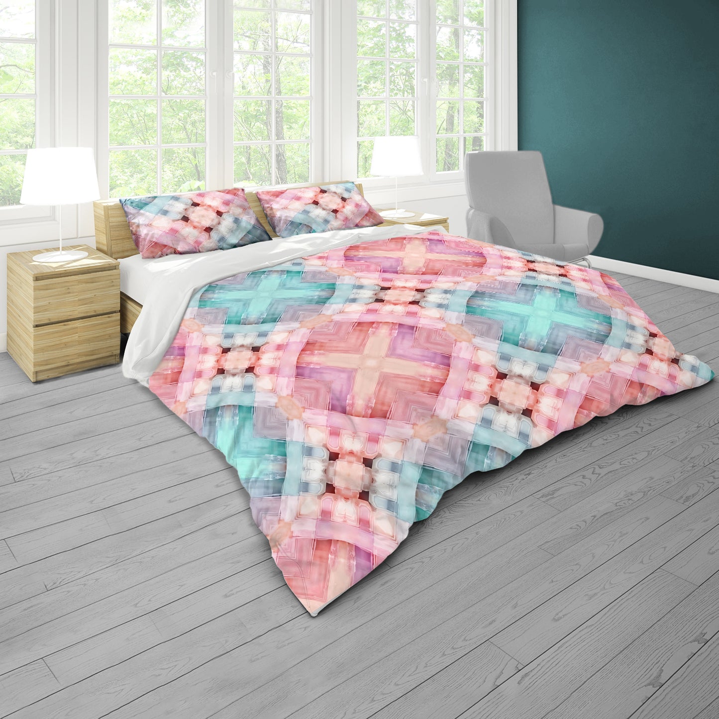 Pastel Plaid Checks Duvet Cover Set