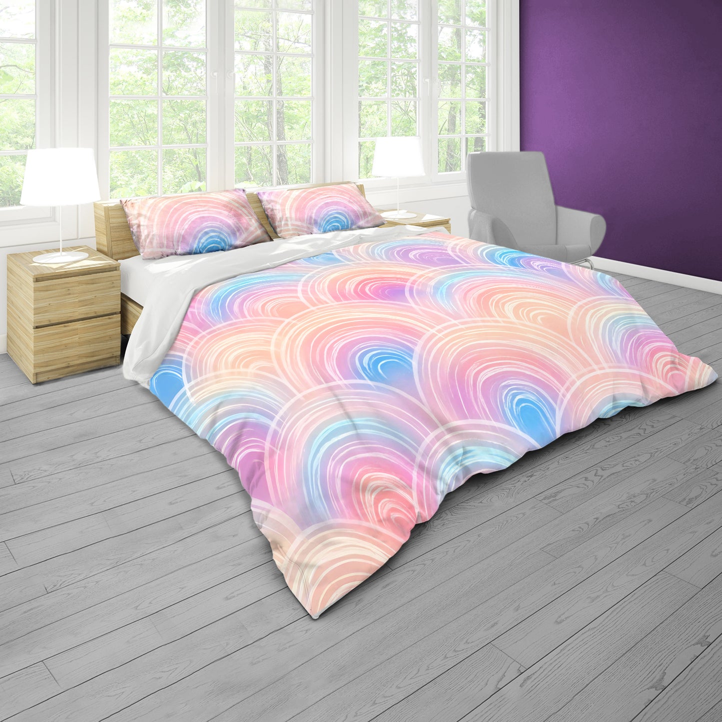 Pastel Rainbow Arches Duvet Cover Set