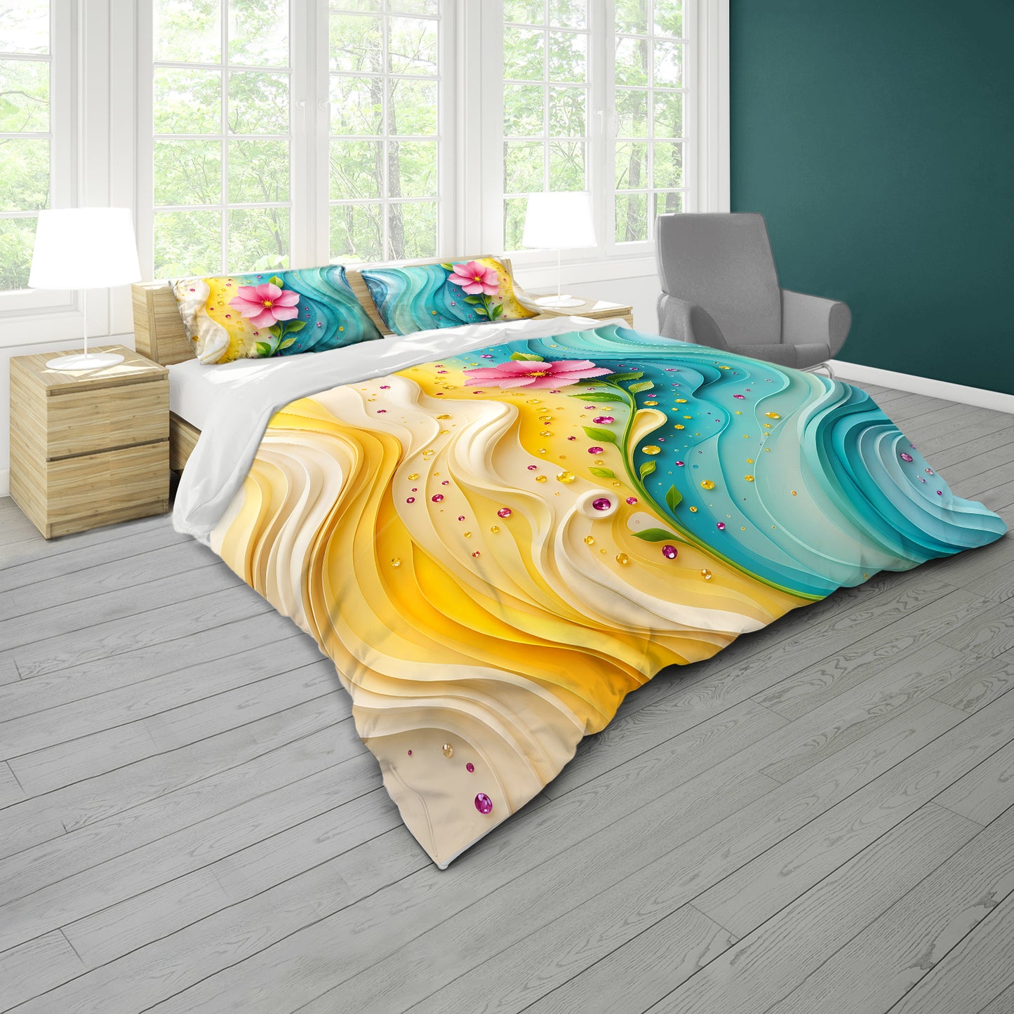 Pastel Waves Duvet Cover Set
