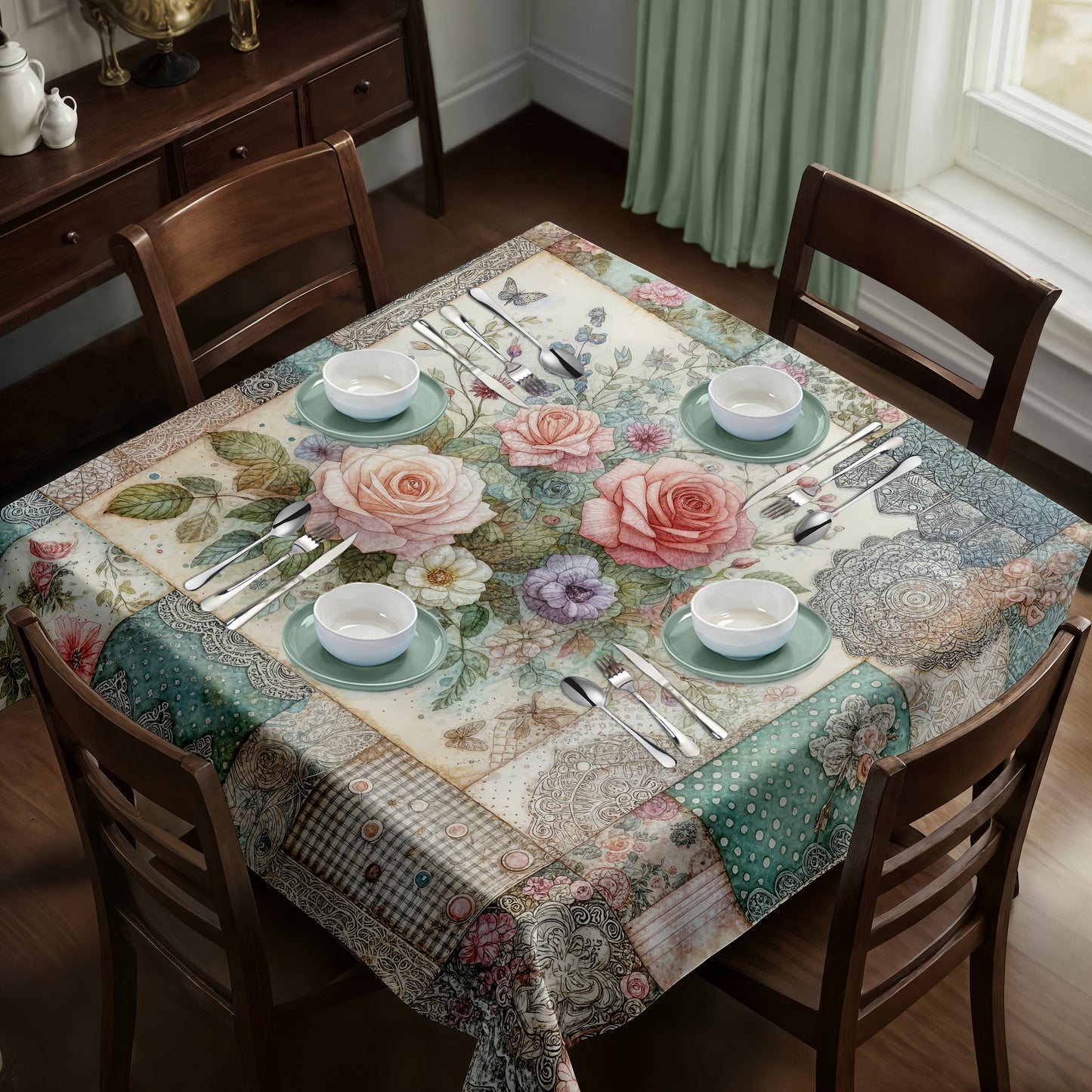 Patchwork Floral Square Tablecloth