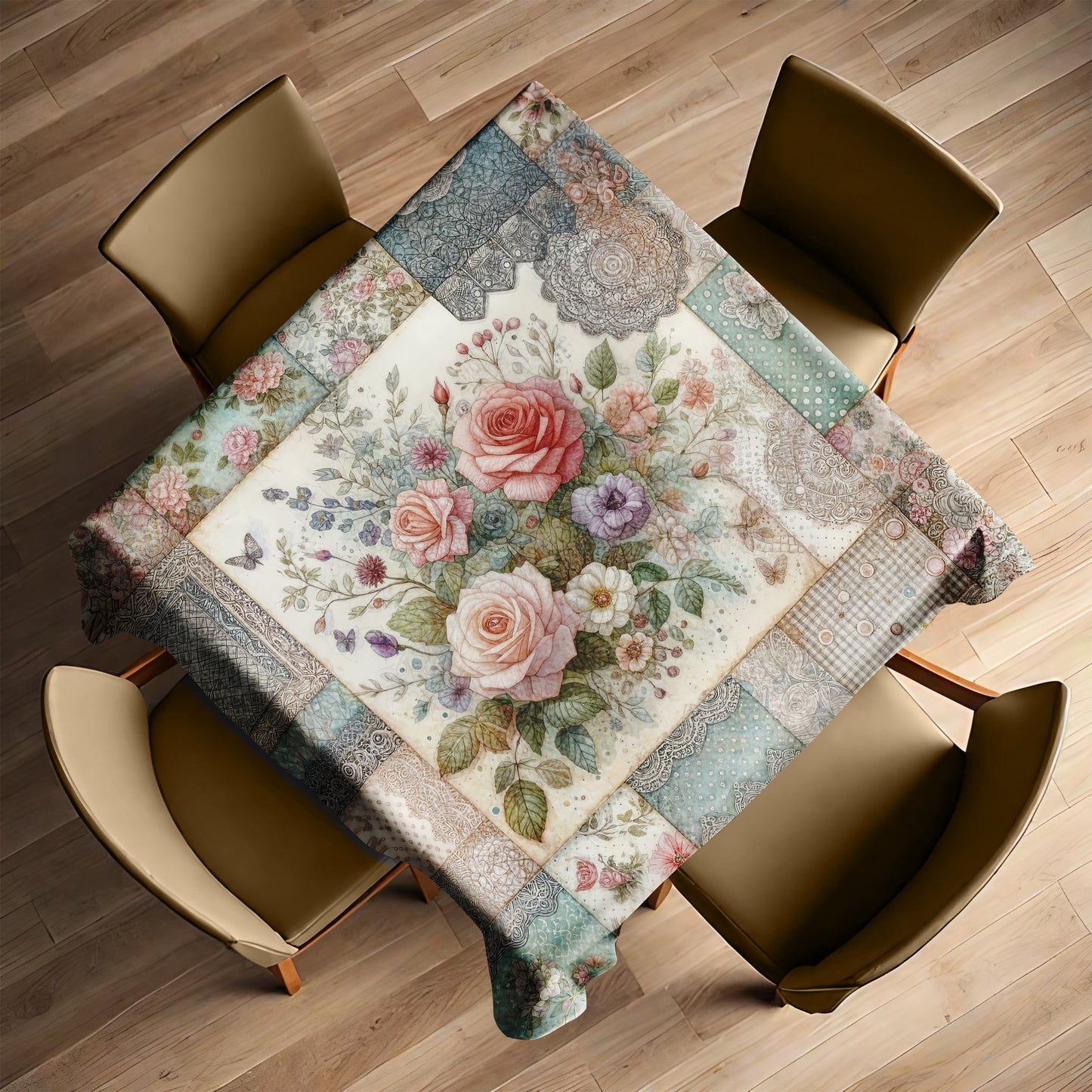 Patchwork Floral Square Tablecloth