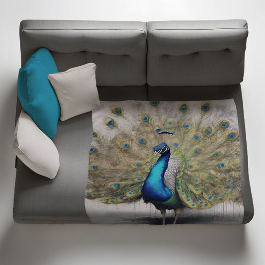 Pavo Cristatus Plumage Peacock Light Weigt Fleece Blanket By Nathan Pieterse