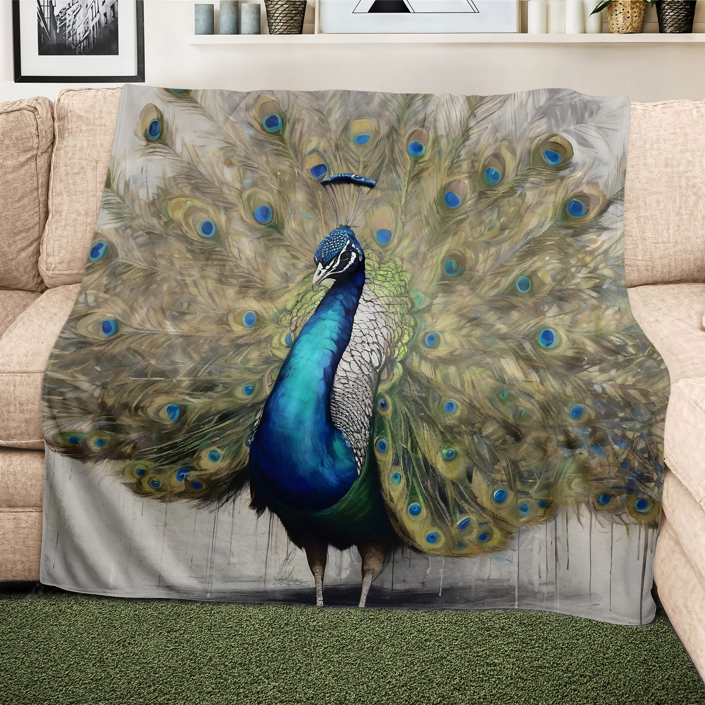 Pavo Cristatus Plumage Peacock Light Weight Fleece Blanket By Nathan Pieterse