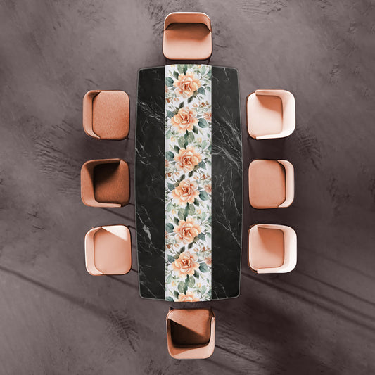 Peach Flower Bouquet Table Runner  By Mark Van Vuuren