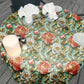 Peach Peonies on Mint Round Tablecloth