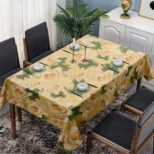 Peach Flower Pattern Rectangle Tablecloth By Mark Van Vuuren