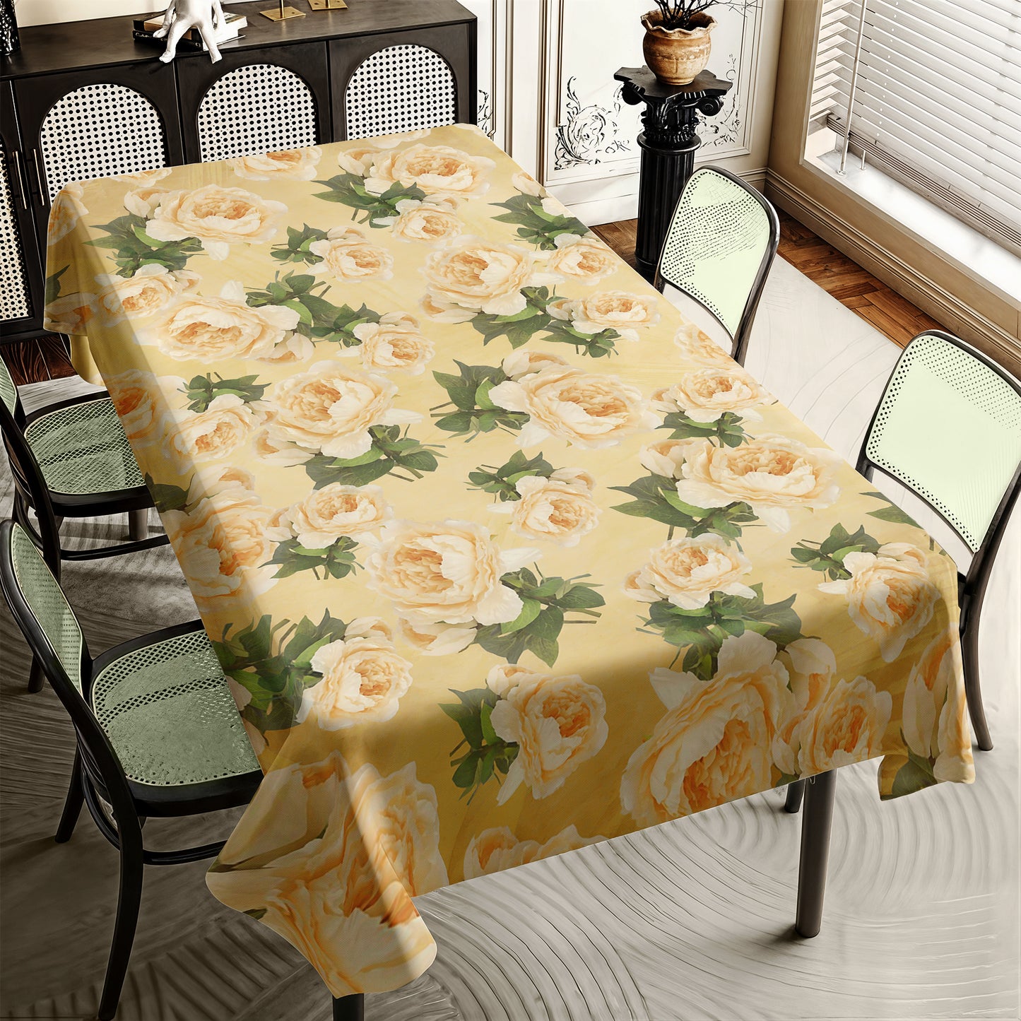 Peach Flower Pattern Rectangle Tablecloth By Mark Van Vuuren