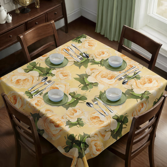 Peach Flower Pattern Square Tablecloth By Mark van Vuuren