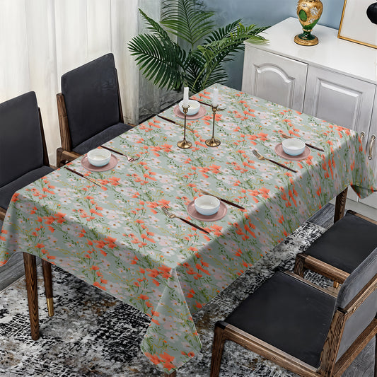 Peach Fynbos on Mint Green Rectangle Tablecloth