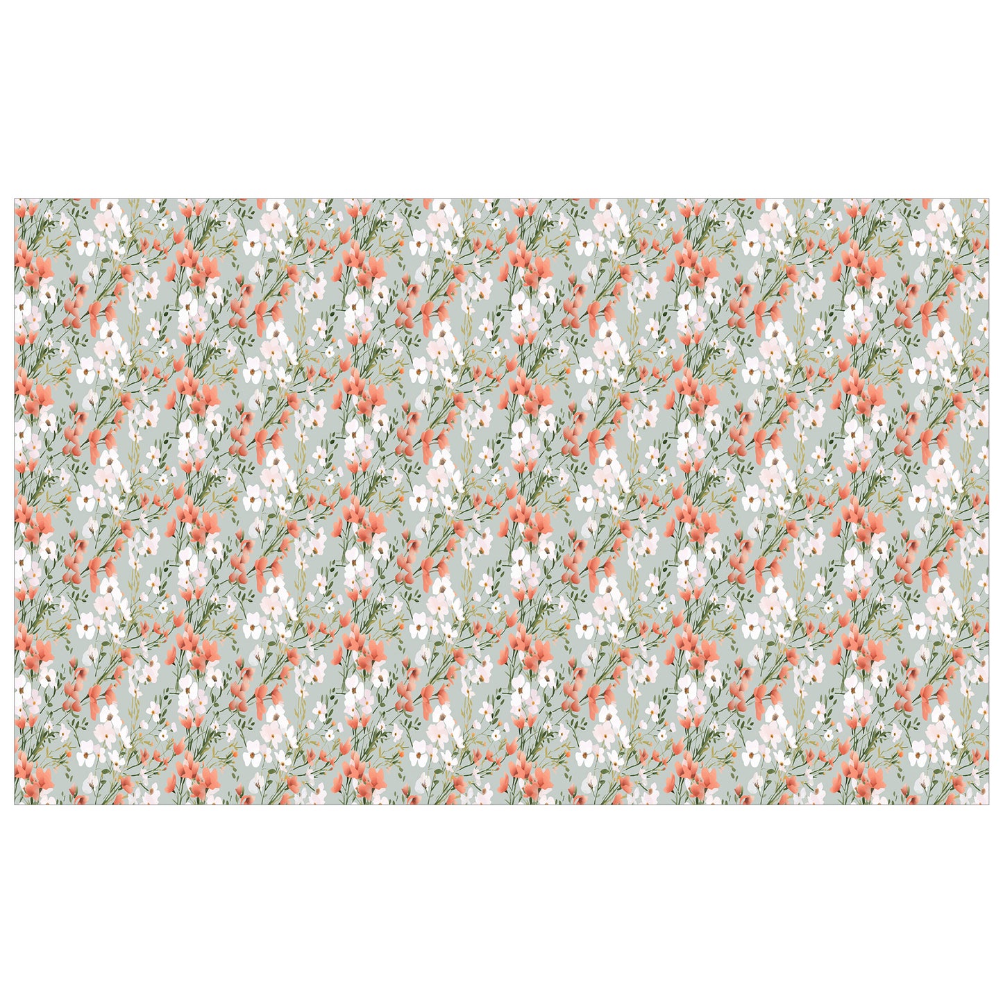 Peach Fynbos on Mint Green Rectangle Tablecloth