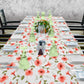 Peach Lily Pattern on White 3m Rectangle Tablecloth