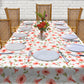 Peach Lily Pattern on White 3m Rectangle Tablecloth