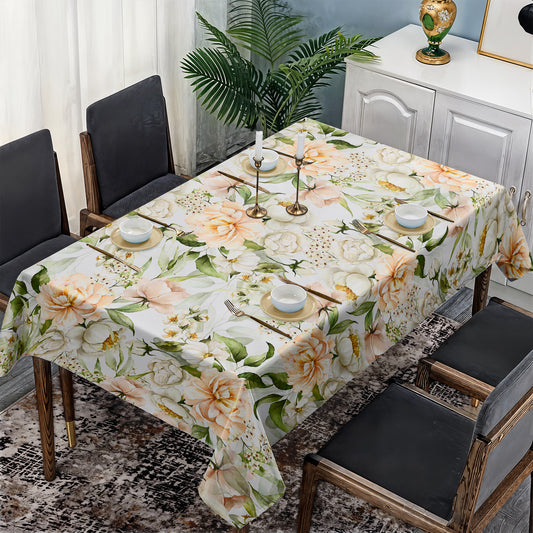 Peach Peonies Blossoms Rectangle Tablecloth by Mark van Vuuren