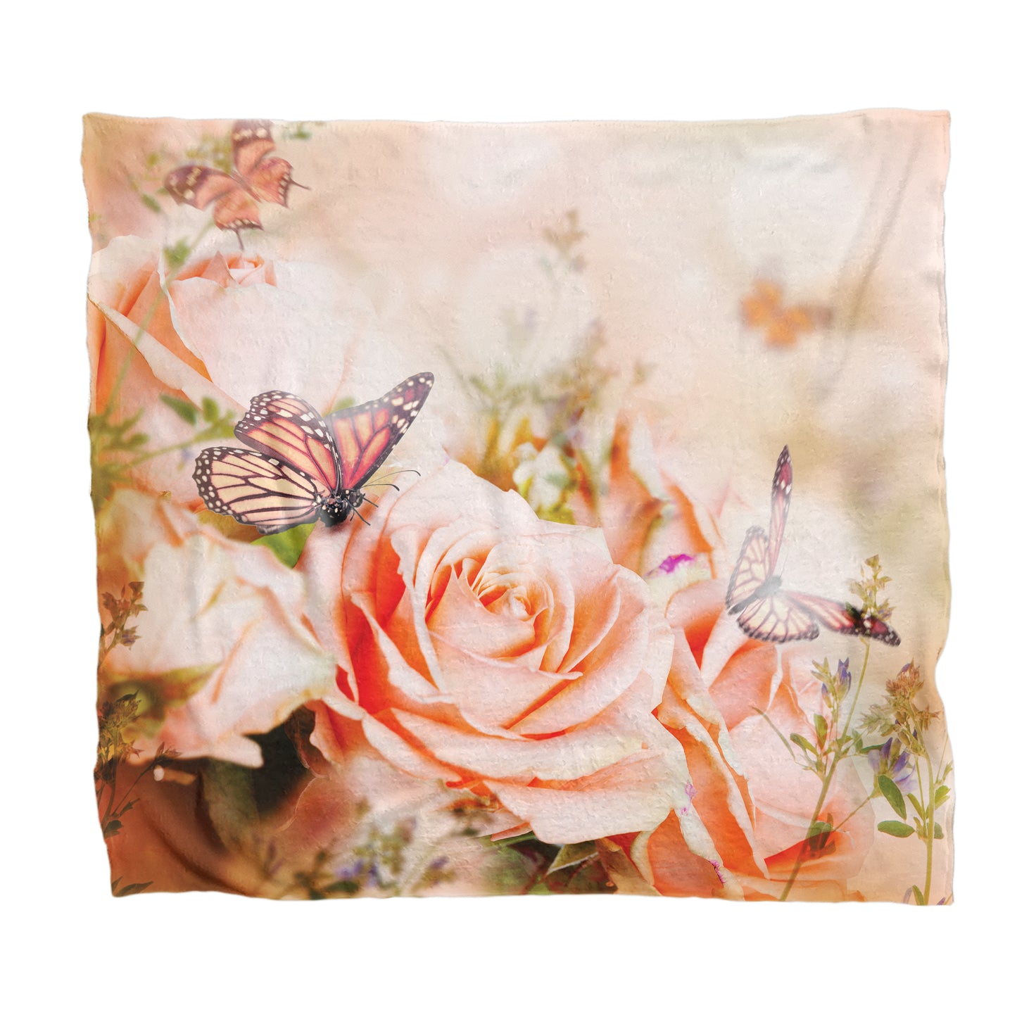 Peach Rose Butterfly Fleece