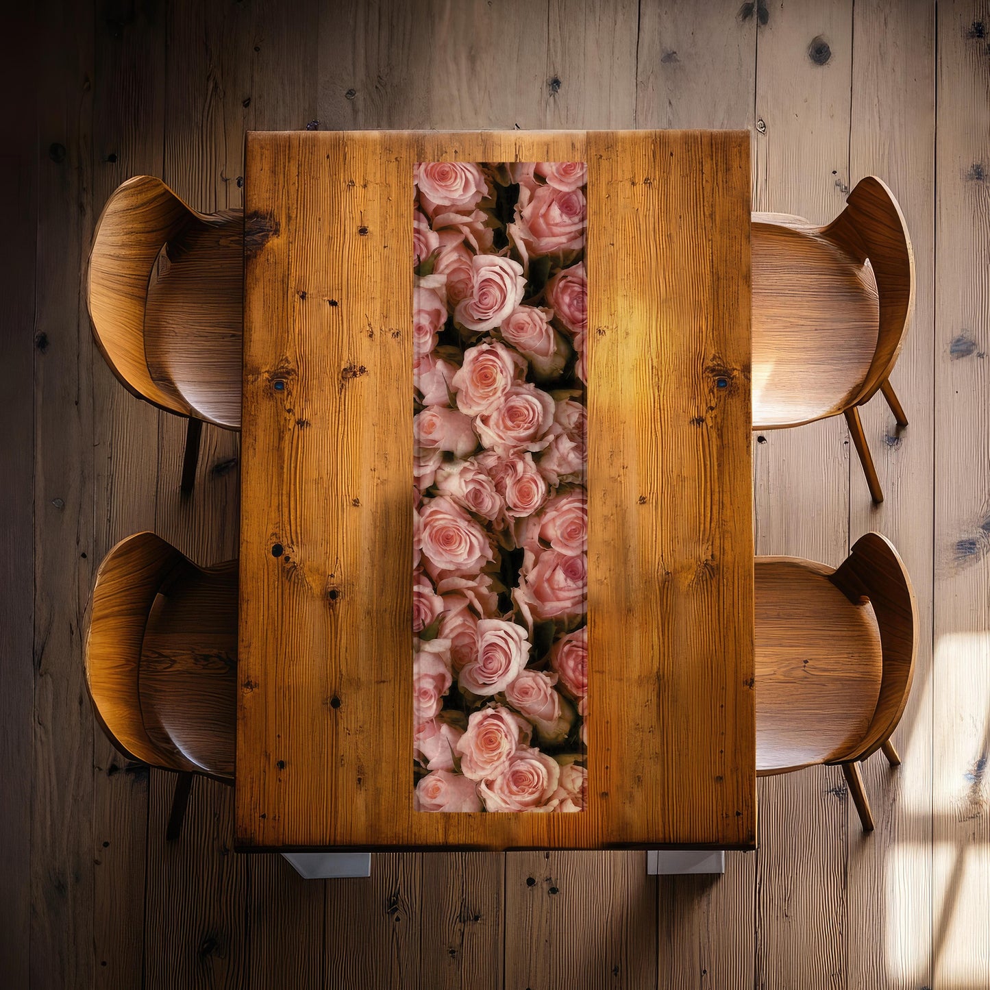 Peach Roses 160cm Table Runner