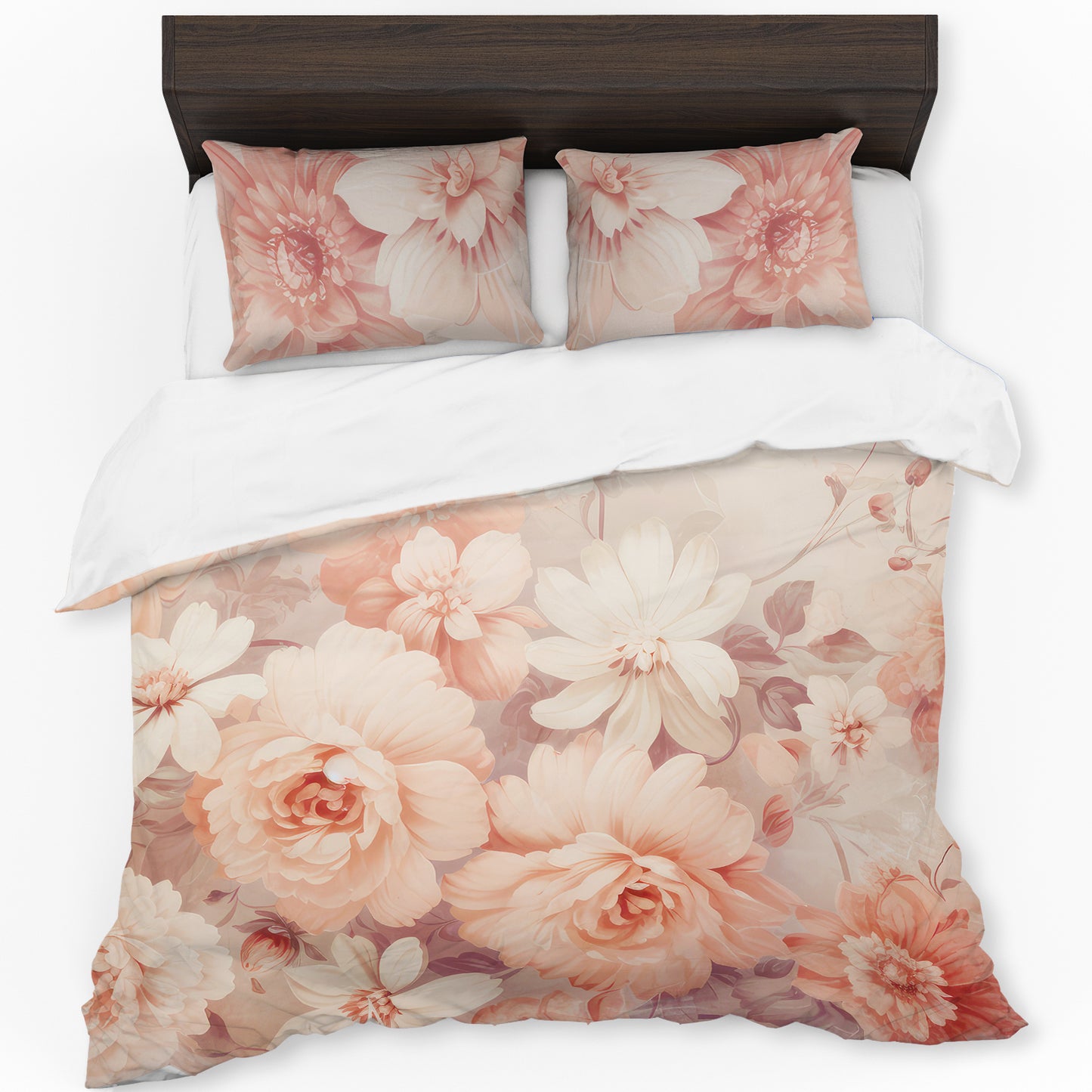Peachy Antique Petal Whispers Duvet Cover Set