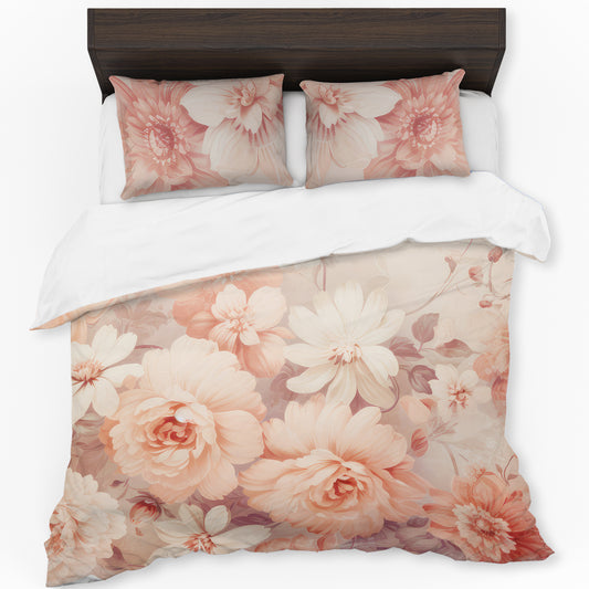Peachy Antique Petal Whispers Duvet Cover Set