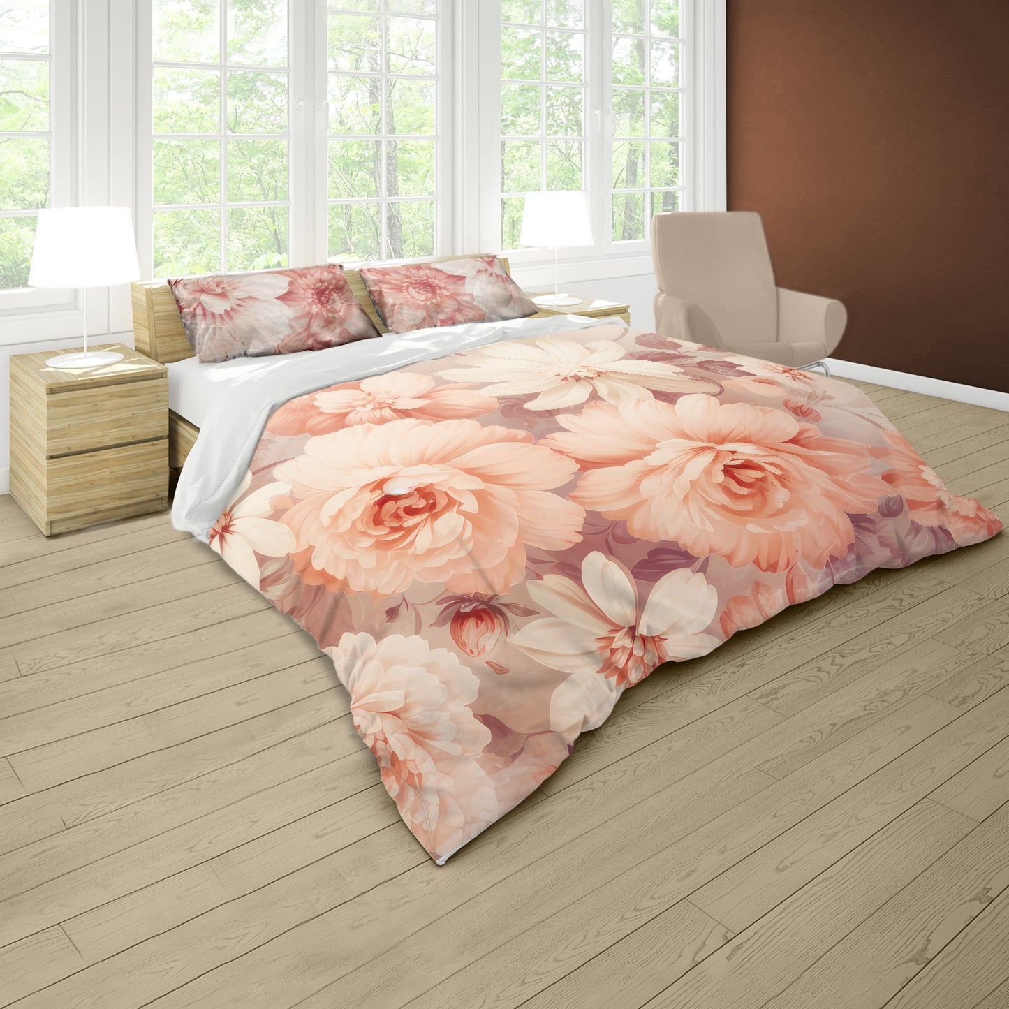 Peachy Antique Petal Whispers Duvet Cover Set