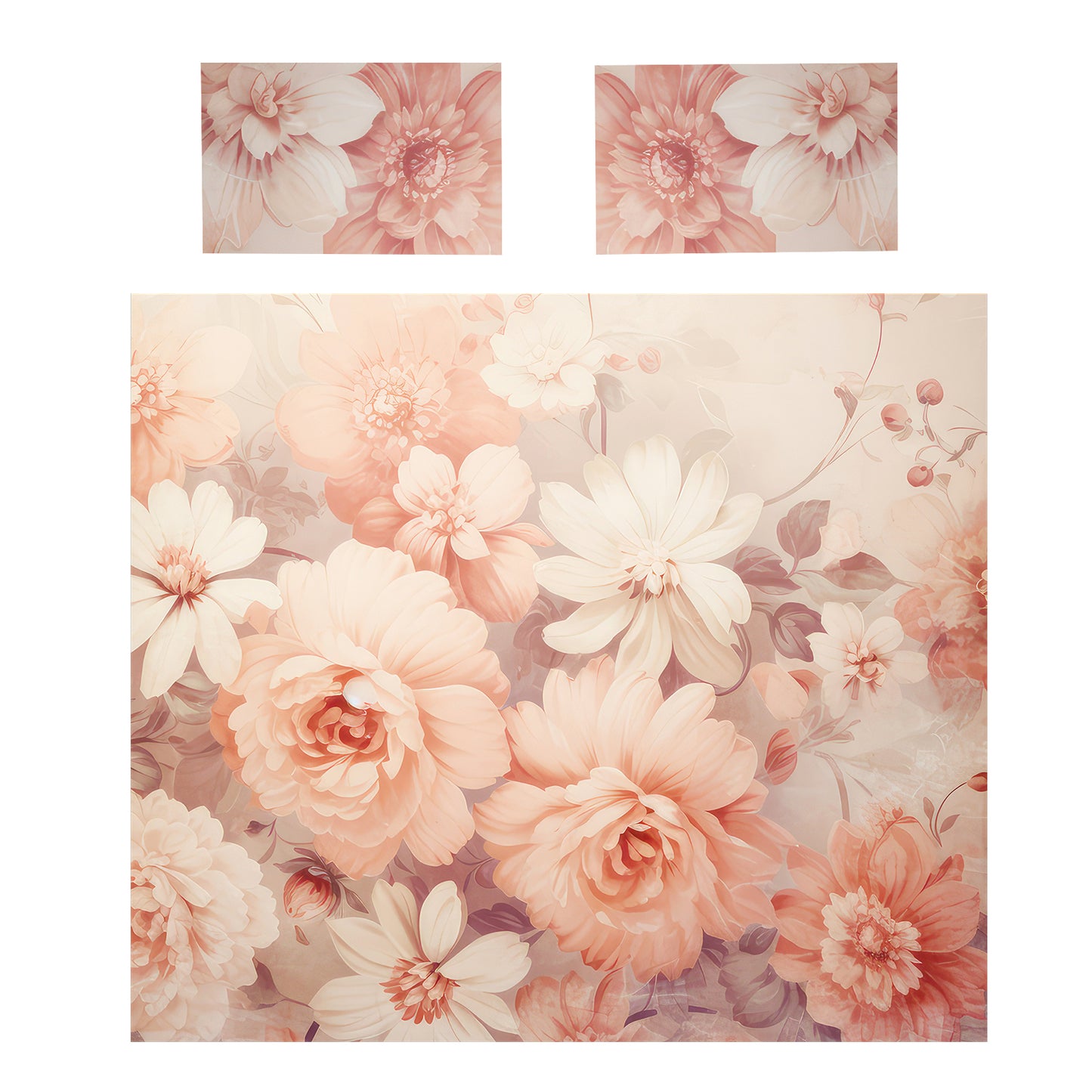 Peachy Antique Petal Whispers Duvet Cover Set