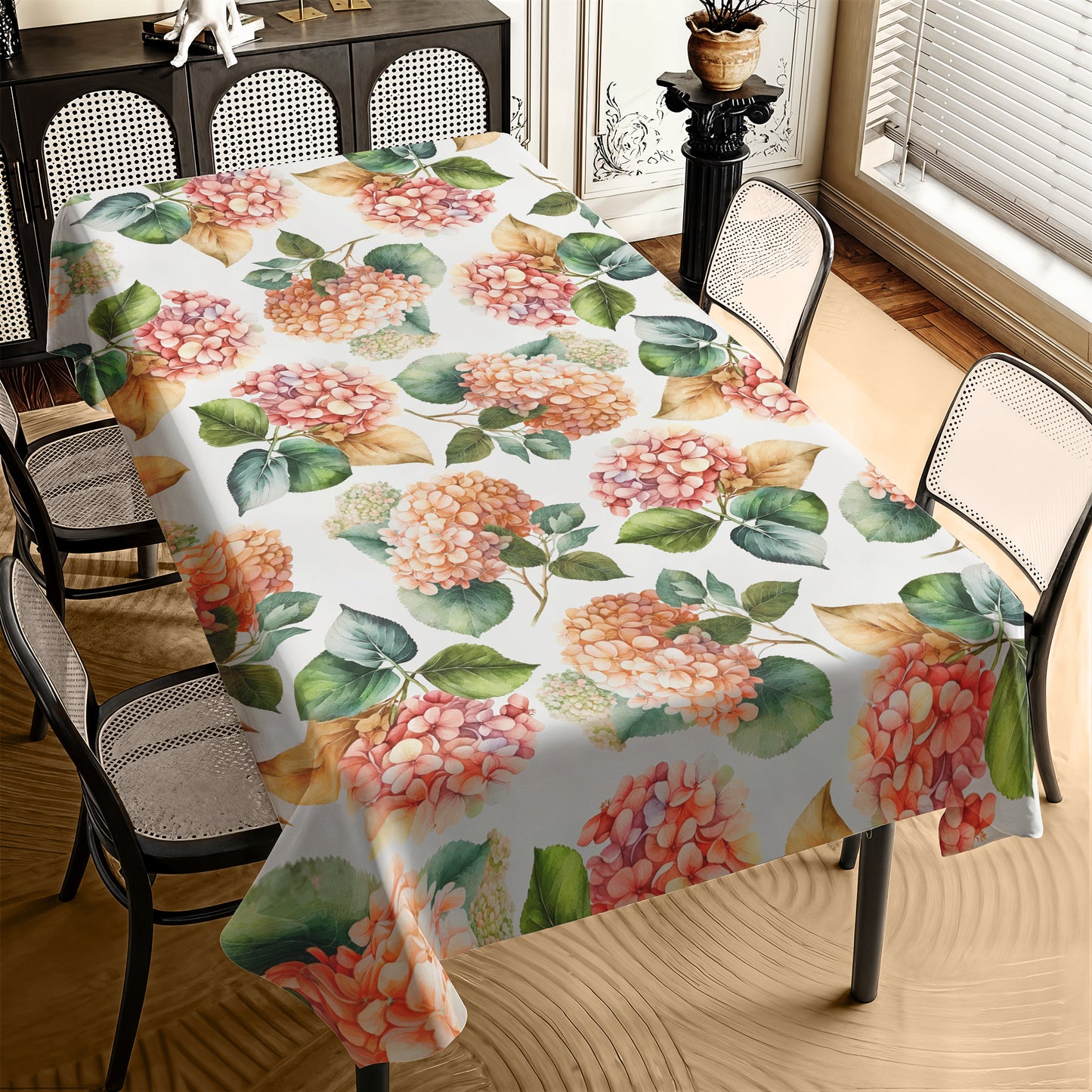 Peachy Hydrangeas Rectangle Tablecloth by Mark van Vuuren