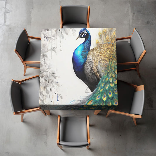 Peacock s Eclipsed Plumage Square Tablecloth By Nathan Pieterse