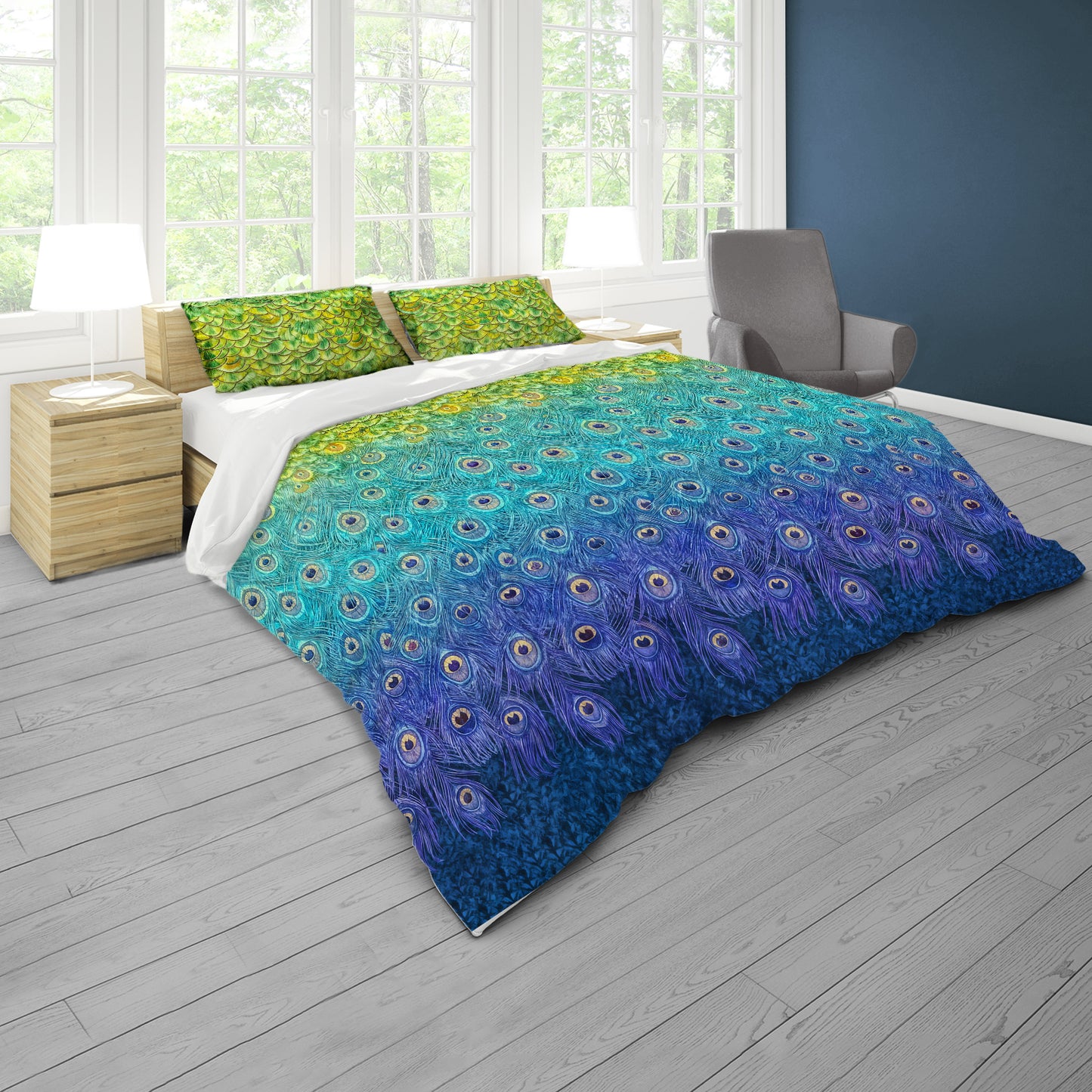 Peacock Gradient Duvet Cover Set