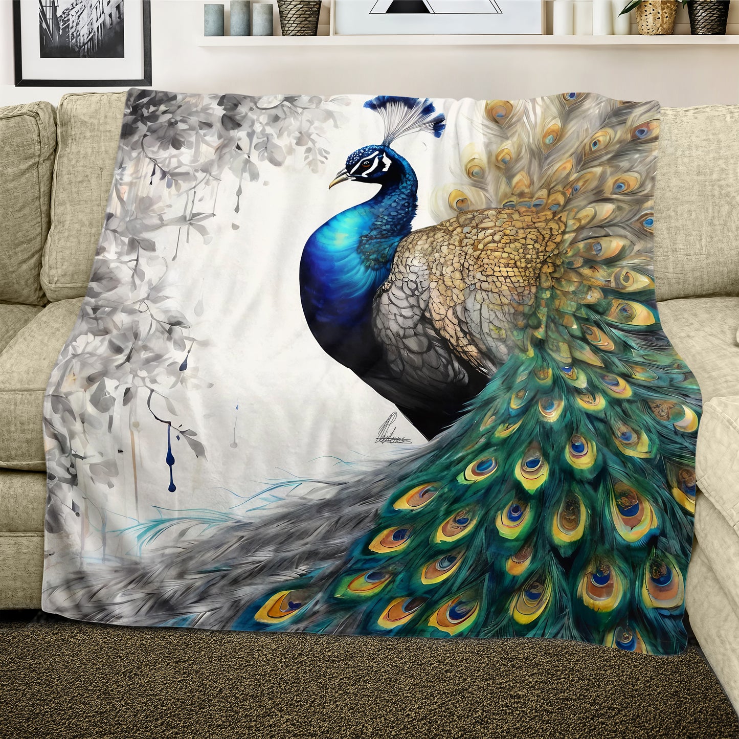 Peacock's Eclipsed Plumage  Light Weight Fleece Blanket by Nathan Pieterse