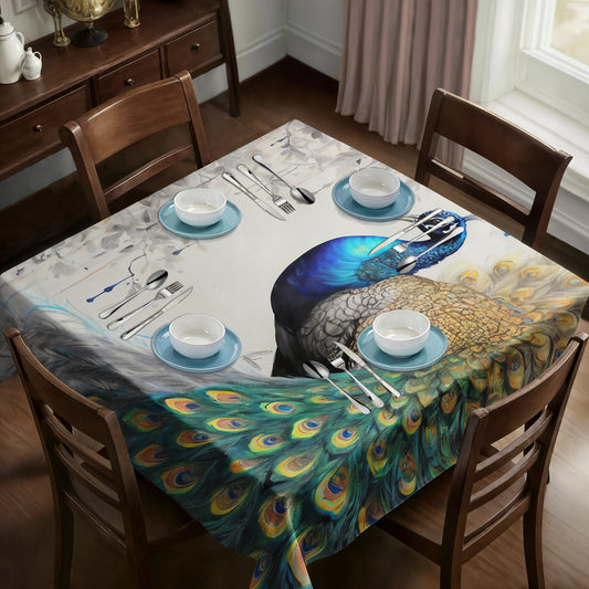Peacock's Eclipsed Plumage Square Tablecloth By Nathan Pieterse