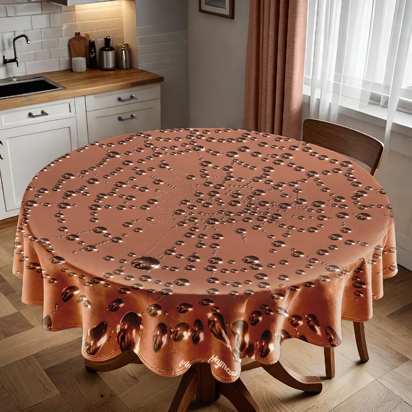 Pearl Spiderweb Round Tablecloth by Annette Heymans