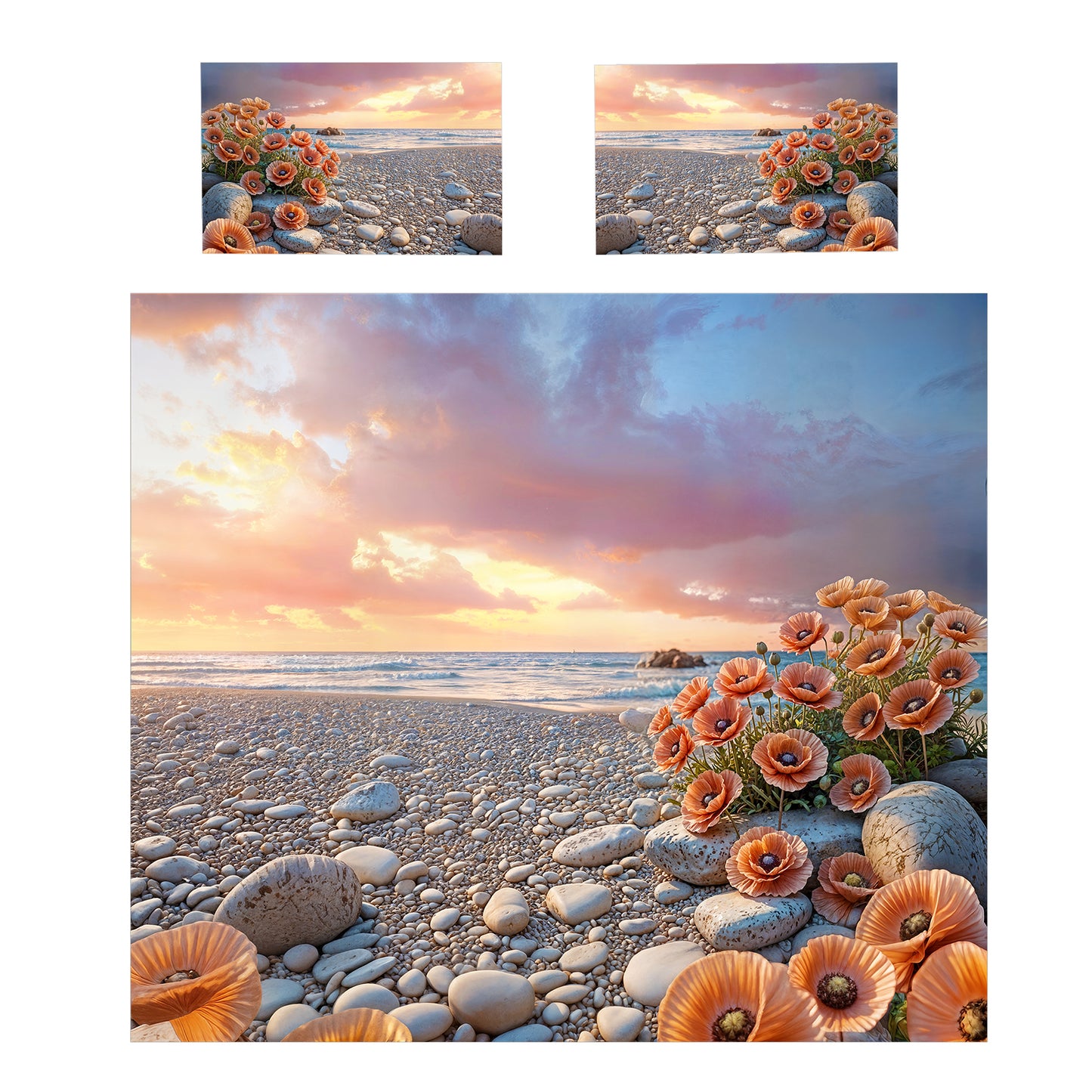 Pebbles on the Beach Duvet Cover Set
