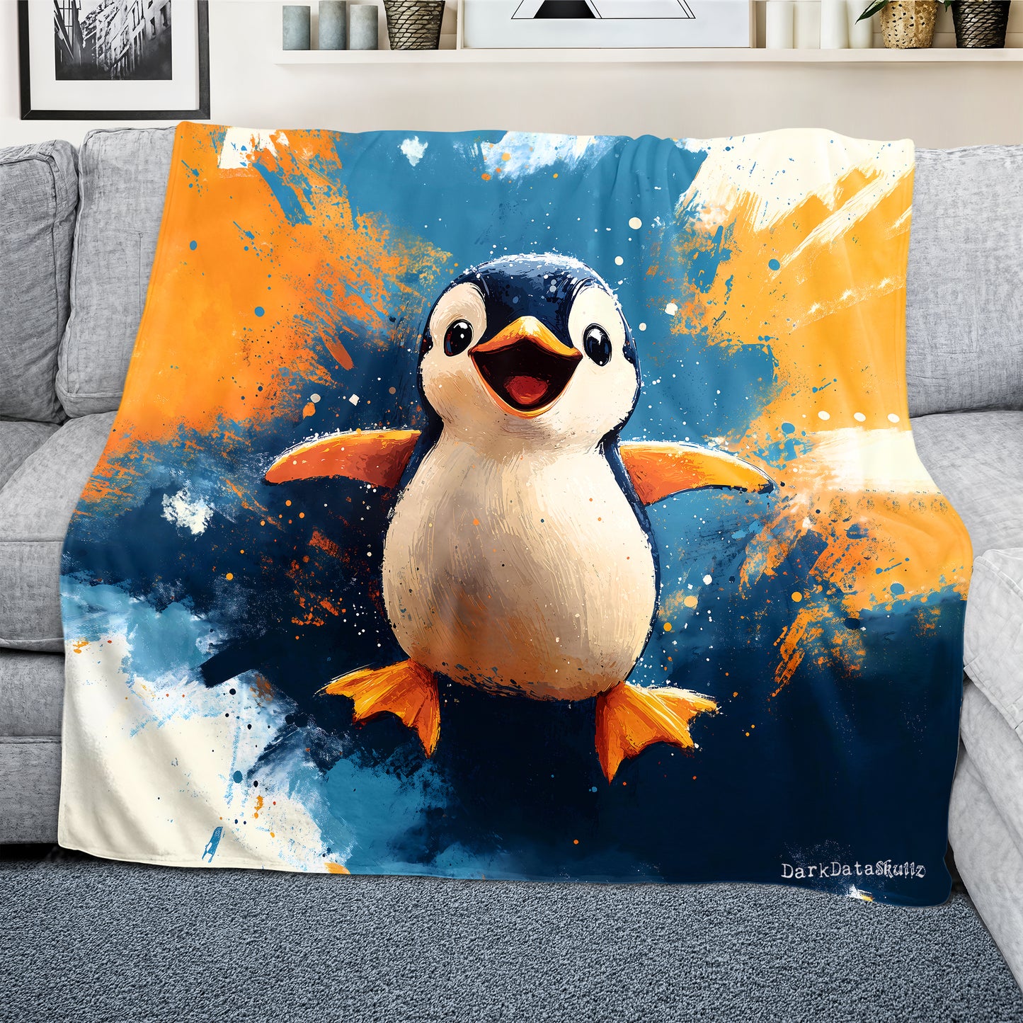 Penguin Light Weight Fleece Blanket by Wikus Schalkwyk