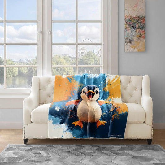 Penguin Light Weight Fleece Blanket by Wikus Schalkwyk