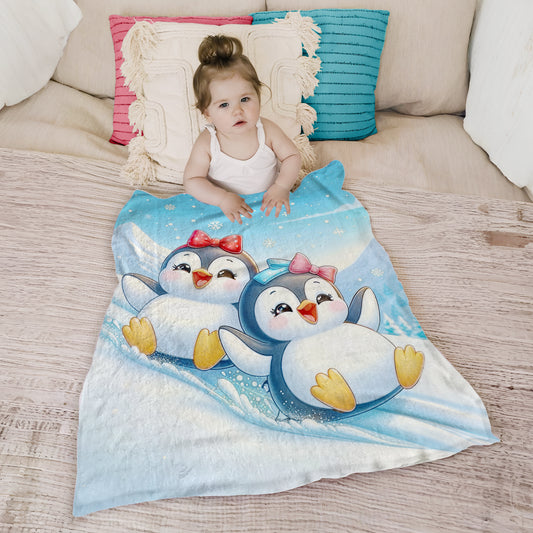 Penquins Playing Toddler Fleece Blanket