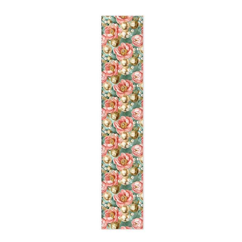 Peonies And Gold Balls Table Runner