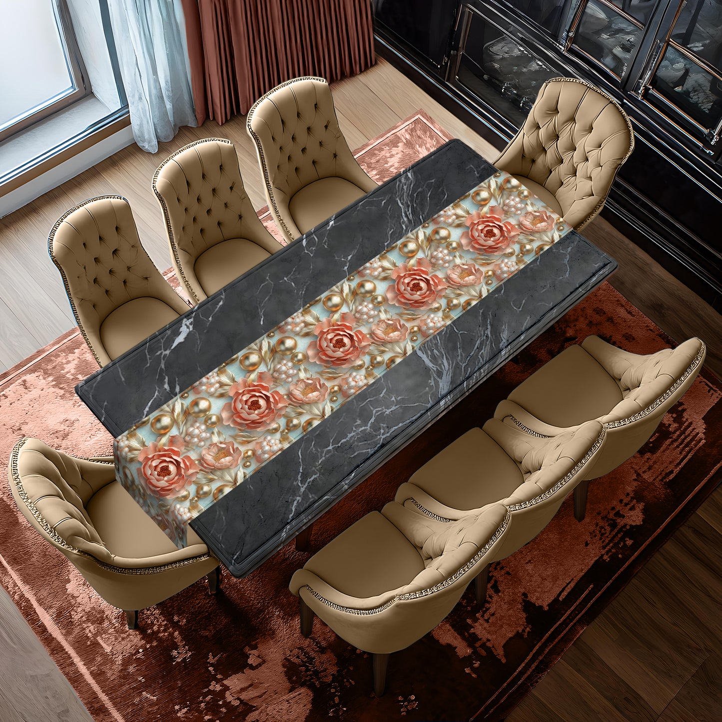 Peonies And Pearls Table Runner
